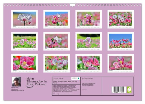 Produktbild: Mohn, Bl&uuml;tenzauber in Rosa, Pink und Wei&szlig; (Wandkalender 2026 DIN A3 quer), CALVENDO Monatskalender