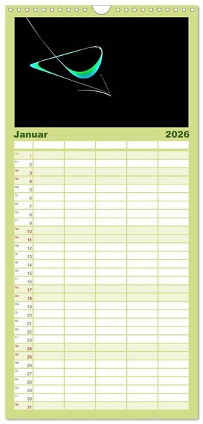 Produktbild: Familienplaner 2026 - Minimalistisch mit 5 Spalten (Wandkalender, 21 x 45 cm) CALVENDO