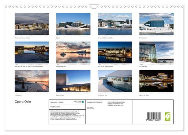 Produktbild: Opera Oslo (Wandkalender 2026 DIN A3 quer), CALVENDO Monatskalender