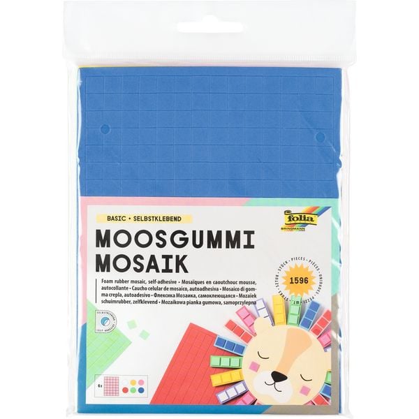 folia Moosgummi Mosaik Basic selbstklebend mehrfarbig 1596 Teile