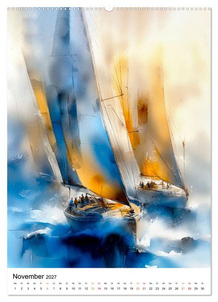 Produktbild: Segeln - Eleganz (Wandkalender 2027 DIN A2 hoch), CALVENDO Monatskalender