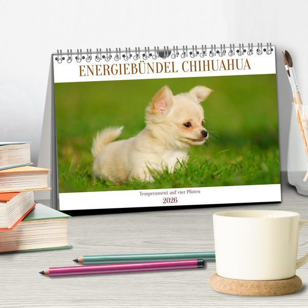 Produktbild: Enegieb&uuml;ndel Chihuahua - Temperament auf vier Pfoten (Tischkalender 2026 DIN A5 quer), CALVENDO Monatskalender