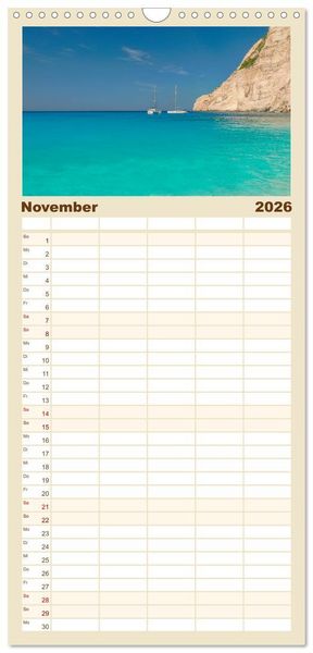 Produktbild: Familienplaner 2026 - Str&auml;nde wie ein Traum mit 5 Spalten (Wandkalender, 21 x 45 cm) CALVENDO