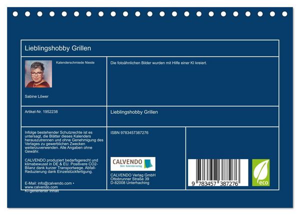 Produktbild: Lieblingshobby Grillen (Tischkalender 2026 DIN A5 quer), CALVENDO Monatskalender