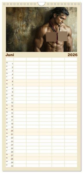 Produktbild: Familienplaner 2026 - Im Bann des Kriegers mit 5 Spalten (Wandkalender, 21 x 45 cm) CALVENDO