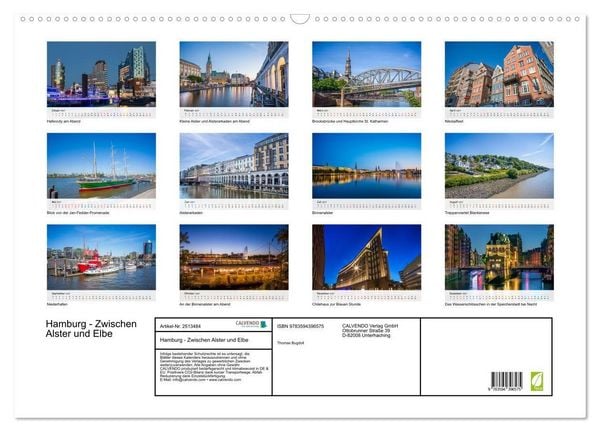 Produktbild: Hamburg - Zwischen Alster und Elbe (Wandkalender 2027 DIN A2 quer), CALVENDO Monatskalender