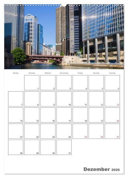 Produktbild: CHICAGO Terminplaner (hochwertiger Premium Wandkalender 2026 DIN A2 hoch), Kunstdruck in Hochglanz