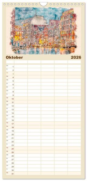 Produktbild: Familienplaner 2026 - Hamburg - malerische Metropole mit 5 Spalten (Wandkalender, 21 x 45 cm) CALVENDO