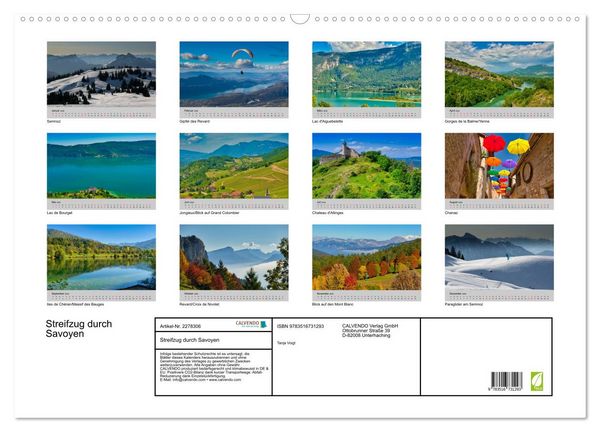 Produktbild: Streifzug durch Savoyen (Wandkalender 2026 DIN A2 quer), CALVENDO Monatskalender