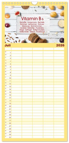 Produktbild: Familienplaner 2026 - Vitalstoffe - fit essen mit 5 Spalten (Wandkalender, 21 x 45 cm) CALVENDO