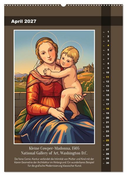 Produktbild: Raffael 2.0, Renaissance-Madonnen als Graphic Novel (hochwertiger Premium Wandkalender 2027 DIN A2 hoch), Kunstdruck in Hochglanz