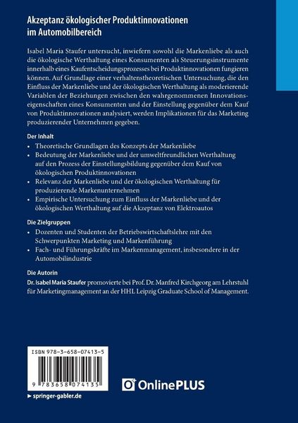Produktbild: Akzeptanz &ouml;kologischer Produktinnovationen im Automobilbereich
