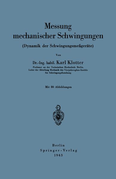 Produktbild: Messung mechanischer Schwingungen (Dynamik der Schwingungsme&szlig;ger&auml;te)