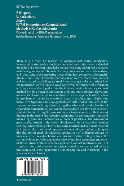 Produktbild: IUTAM Symposium on Computational Methods in Contact Mechanics