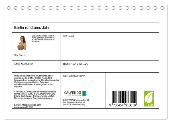 Produktbild: Berlin rund ums Jahr (Tischkalender 2026 DIN A5 quer), CALVENDO Monatskalender