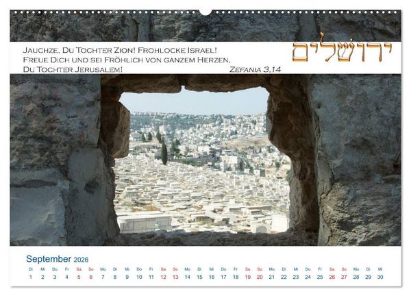 Produktbild: Jerusalem. Kalender mit Bibelworten (Wandkalender 2026 DIN A2 quer), CALVENDO Monatskalender