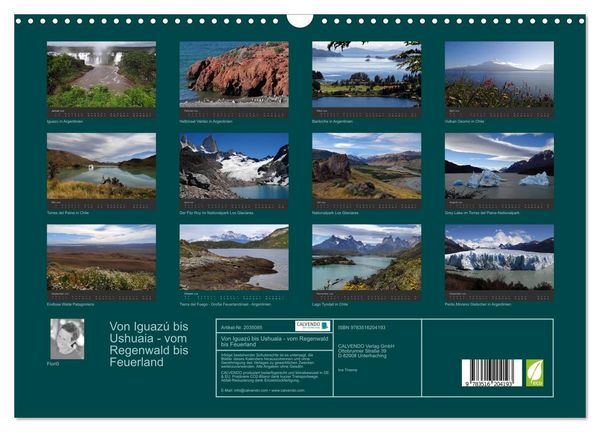 Produktbild: Von Iguaz&uacute; bis Ushuaia - vom Regenwald bis Feuerland (Wandkalender 2026 DIN A3 quer), CALVENDO Monatskalender
