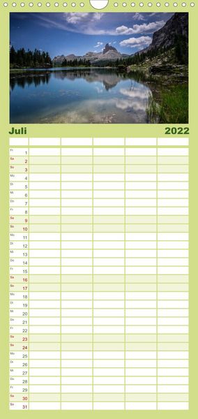 Produktbild: Familienplaner Meine Sicht der Alpen (Wandkalender 2022 , 21 cm x 45 cm, hoch)