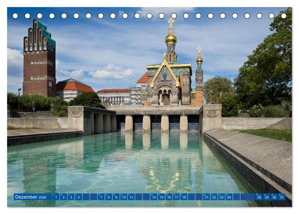 Produktbild: Darmstadt - Mathildenh&ouml;he und Altstadt (Tischkalender 2026 DIN A5 quer), CALVENDO Monatskalender