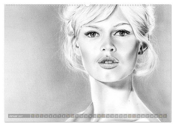 Produktbild: Hollywood Ikonen in Bleistift (Wandkalender 2027 DIN A2 quer), CALVENDO Monatskalender
