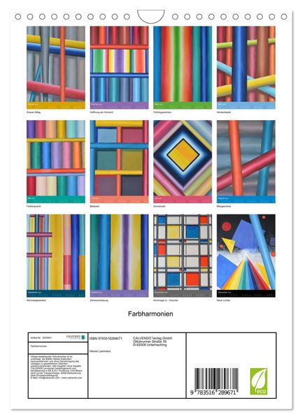 Produktbild: Farbharmonien (Wandkalender 2026 DIN A4 hoch), CALVENDO Monatskalender