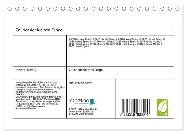 Produktbild: Zauber der kleinen Dinge (Tischkalender 2027 DIN A5 quer), CALVENDO Monatskalender