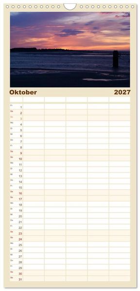 Produktbild: Familienplaner 2027 - Amrum &ndash; Trauminsel in der Nordsee mit 5 Spalten (Wandkalender, 21 x 45 cm) CALVENDO