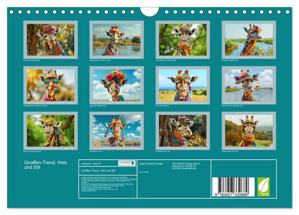 Produktbild: Giraffen-Trend. Hals und Stil (Wandkalender 2026 DIN A4 quer), CALVENDO Monatskalender
