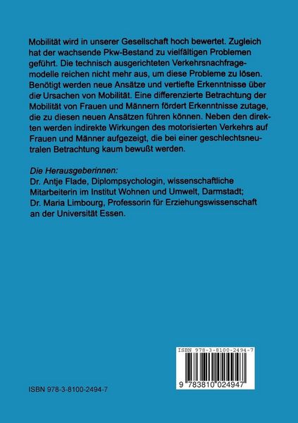Produktbild: Frauen und M&auml;nner in der mobilen Gesellschaft