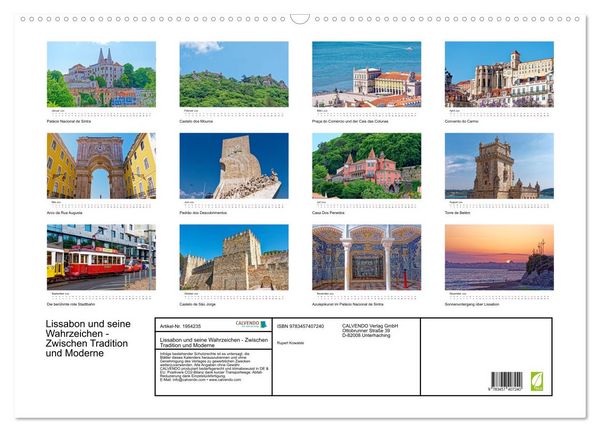 Produktbild: Lissabon und seine Wahrzeichen - Zwischen Tradition und Moderne (Wandkalender 2026 DIN A2 quer), CALVENDO Monatskalender