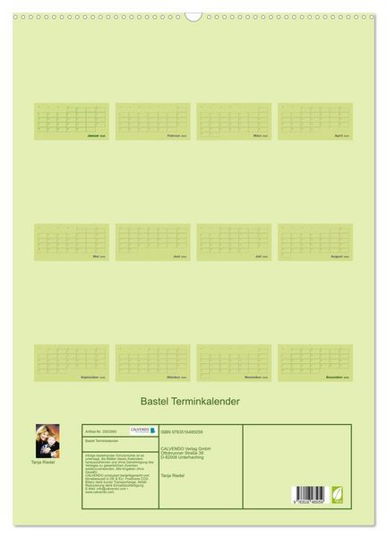 Produktbild: Bastel Terminkalender (Wandkalender 2026 DIN A2 hoch), CALVENDO Monatskalender
