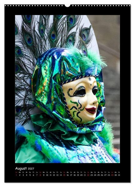 Produktbild: Venezianische Masken HALLia VENEZia Schw&auml;bisch Hall (hochwertiger Premium Wandkalender 2027 DIN A2 hoch), Kunstdruck in Hochglanz