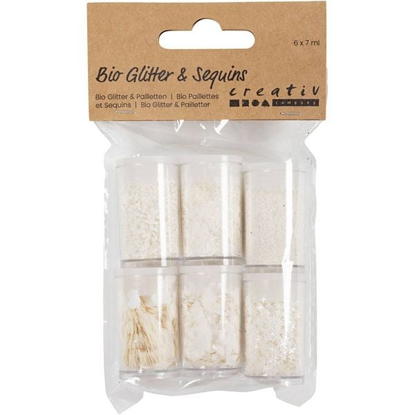 Produktbild: Creativ Company Biologisch abbaubarer Sparkles & Pailletten, Silber, Wei&szlig;, 6x7 ml