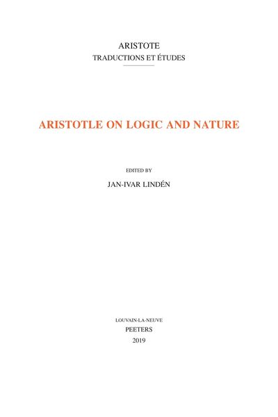 Produktbild: Aristotle on Logic and Nature