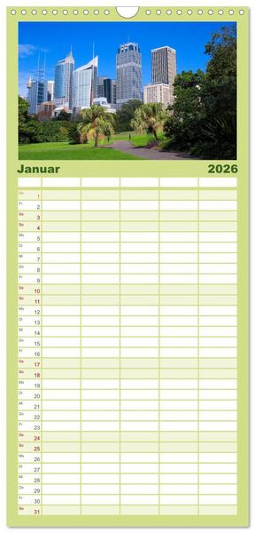 Produktbild: Familienplaner 2026 - Australien mit 5 Spalten (Wandkalender, 21 x 45 cm) CALVENDO
