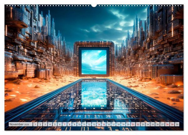 Produktbild: KI UND METAVERSE Algorithmen sowie virtuelle Realit&auml;t (hochwertiger Premium Wandkalender 2026 DIN A2 quer), Kunstdruck in Hochglanz