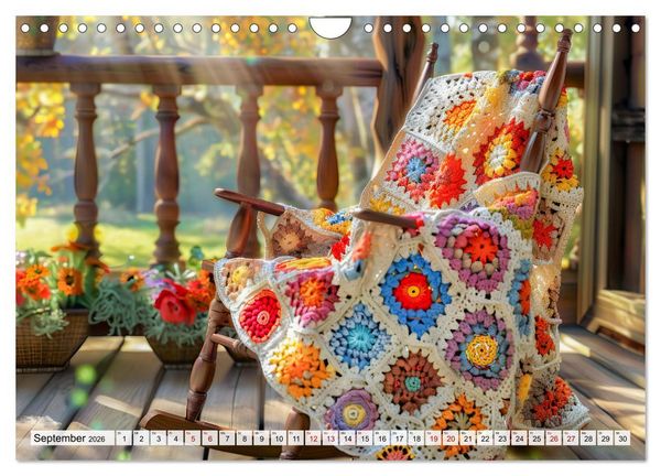 Produktbild: Granny Square Kunst - Ein Jahr voller kreativer H&auml;kelideen (Wandkalender 2026 DIN A4 quer), CALVENDO Monatskalender
