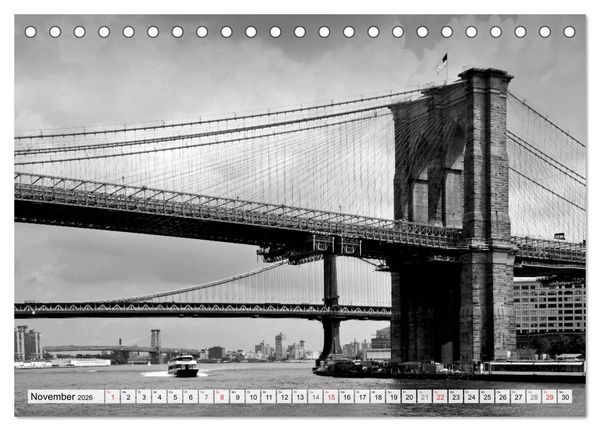 Produktbild: BROOKLYN BRIDGE Das Wahrzeichen von New York City (Tischkalender 2026 DIN A5 quer), CALVENDO Monatskalender