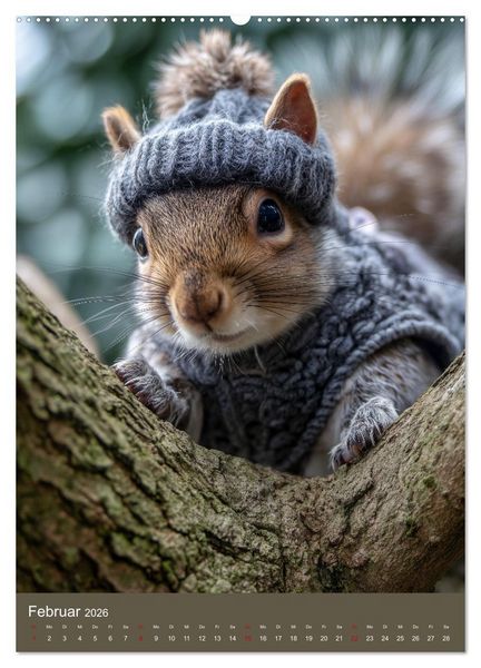 Produktbild: Eichh&ouml;rnchen Kalender - Tierkalender mit verr&uuml;ckten Eichk&auml;tzchen (Wandkalender 2026 DIN A2 hoch), CALVENDO Monatskalender