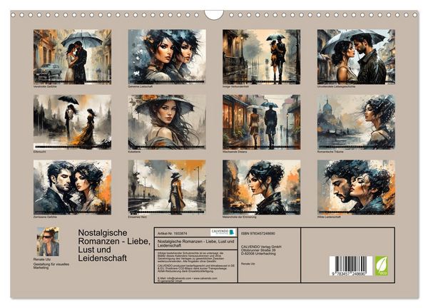 Produktbild: Nostalgische Romanzen - Liebe, Lust und Leidenschaft (Wandkalender 2026 DIN A3 quer), CALVENDO Monatskalender