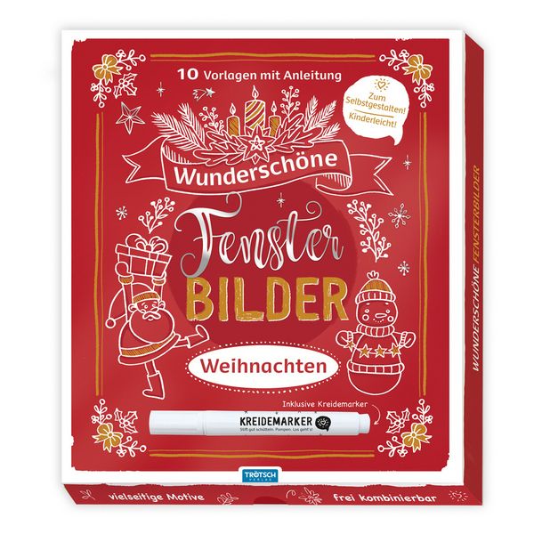 Produktbild: Tr&ouml;tsch Wundersch&ouml;ne Fensterbilder mit Kreidemarker Mappe mit Vorlagen und Kreidemarker Weihnachten