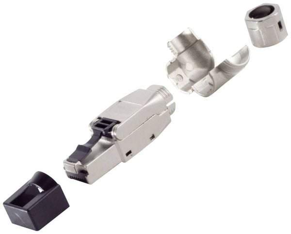 Produktbild: BKL Electronic RJ-45 Stecker, werkzeuglos, Winkel, STP, Cat. 8.1 10121218 Silber 1St.