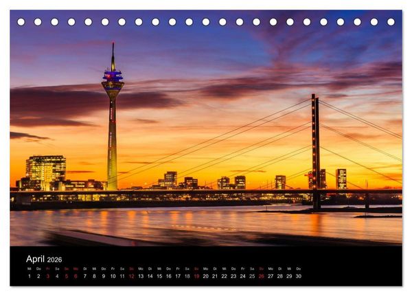 Produktbild: D&uuml;sseldorf bei Nacht (Tischkalender 2026 DIN A5 quer), CALVENDO Monatskalender