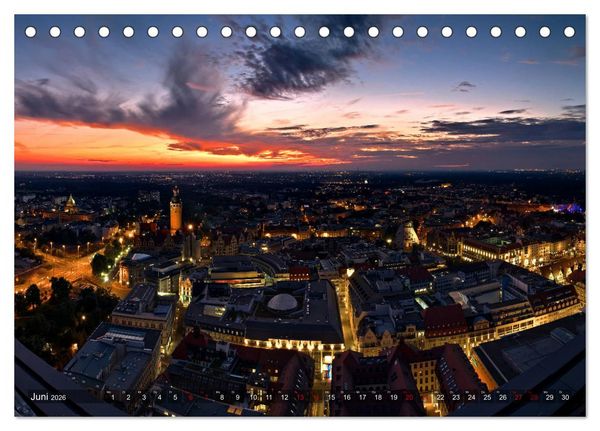Produktbild: Nachts in Leipzig (Tischkalender 2026 DIN A5 quer), CALVENDO Monatskalender