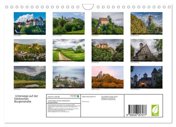 Produktbild: Unterwegs auf der fr&auml;nkischen Burgenstra&szlig;e (Wandkalender 2026 DIN A4 quer), CALVENDO Monatskalender