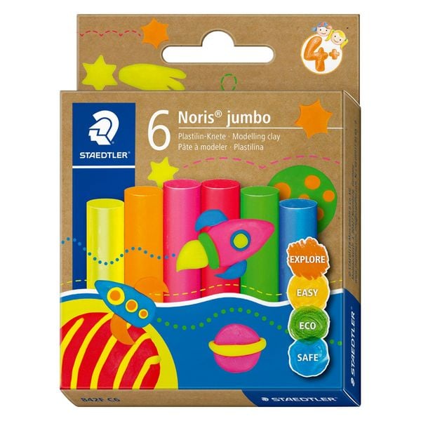 Produktbild: STAEDTLER Noris jumbo 842 Plastilin-Knete Set, neon, 6 Knetstangen &agrave; 16,6 g, 842F C6