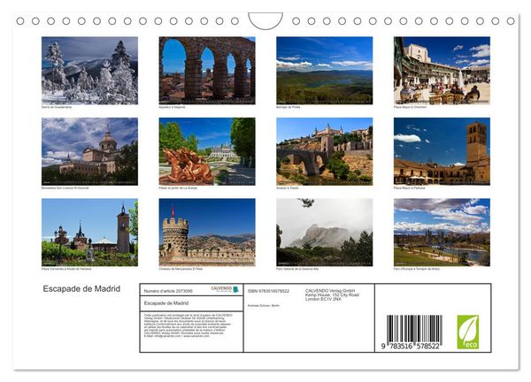 Produktbild: Escapade de Madrid (Calendrier mural 2026 DIN A4 vertical), CALVENDO calendrier mensuel