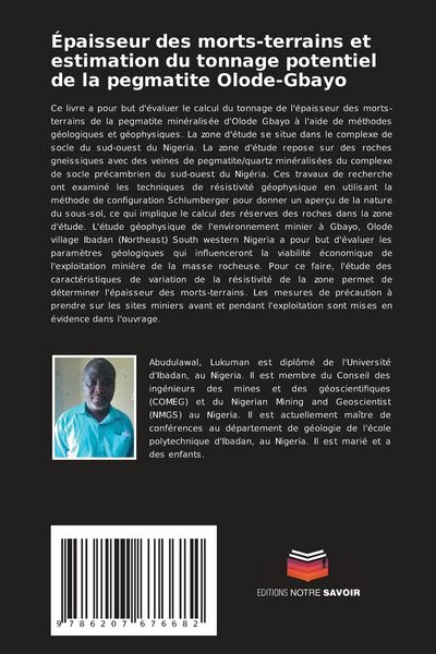 Produktbild: &Eacute;paisseur des morts-terrains et estimation du tonnage potentiel de la pegmatite Olode-Gbayo
