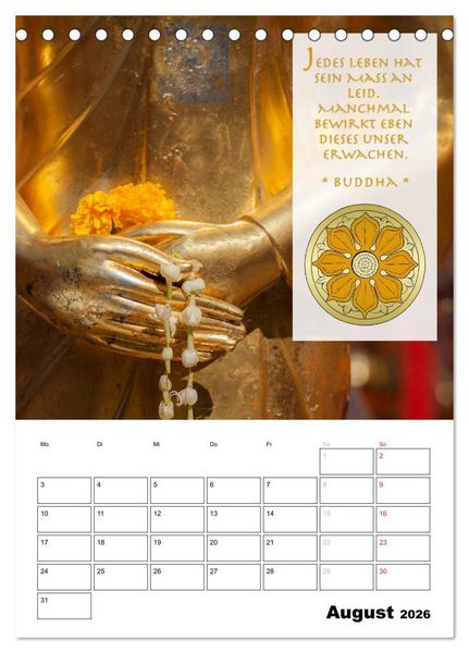 Produktbild: BUDDHAS ZITATE Buddhistische Weisheiten (Tischkalender 2026 DIN A5 hoch), CALVENDO Monatskalender