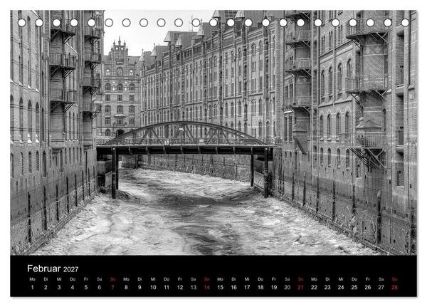 Produktbild: Hamburg monochrome Impressionen (Tischkalender 2027 DIN A5 quer), CALVENDO Monatskalender